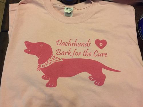 Customer photo review of Dachshunds Bark for the Cure T-Shirt