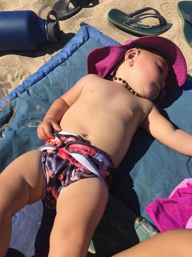 Customer photo review of Cheeky Cloth One Size Reusable Swim Diaper "Neon Palms"