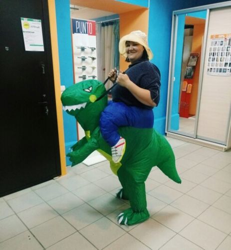 Customer photo review of Inflatable Dinosaur Costume