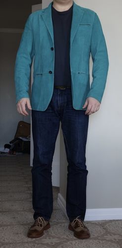 Customer photo review of KITON Napoli Azure Blue Perforated Leather Jacket Blazer EU 50 NEW US 38 40