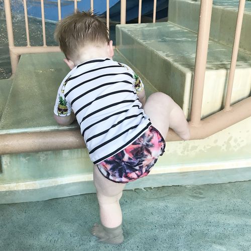 Customer photo review of Cheeky Cloth One Size Reusable Swim Diaper "Neon Palms"