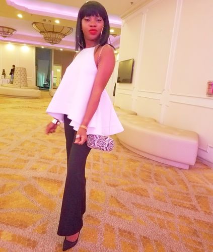 Customer photo review of Catherine Cross-Back Flare Top