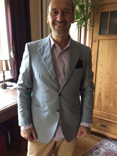 Customer photo review of Sartoria PARTENOPEA Hand Made Blue Herringbone Cotton-Silk Jacket Sports Coat