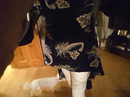 Customer photo review of Eleanor Paisley Effect Dip Back Top