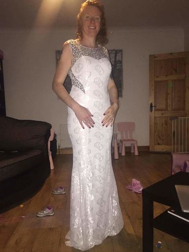 Customer photo review of Freya White Lace Maxi Dress