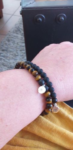 Customer photo review of Bracelet Double « Calme et Protection » Oeil de Tigre et Pierre de Lave - 6 mm