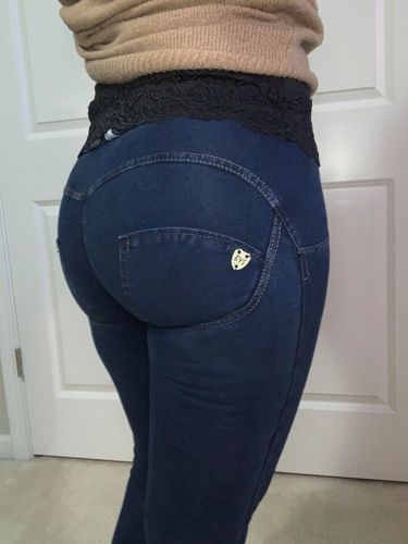 Customer photo review of 2020 Mid Waist Denim Jeans - 4 Colors- Lifts & Supports For A Flattering Fit