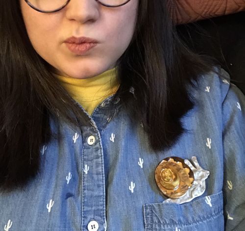 Customer photo review of Reticulated Rebel Brooch by Erstwilder