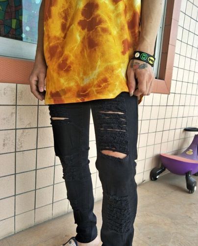 Customer photo review of Biker Black Skinny Ripped Jeans