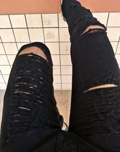 Customer photo review of Biker Black Skinny Ripped Jeans