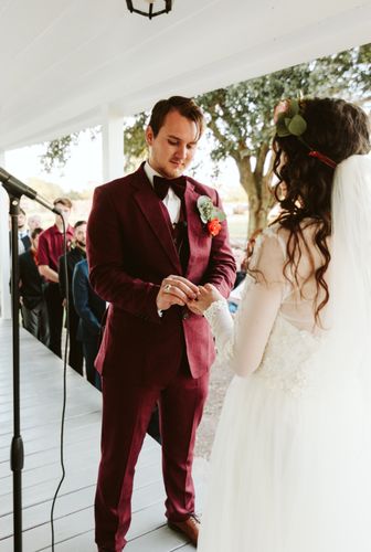 Customer photo review of Red Classic Tweed 3 Piece Suit