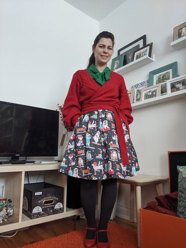Customer photo review of Winter Dogs A-Line Holiday Skirt by Retrolicious