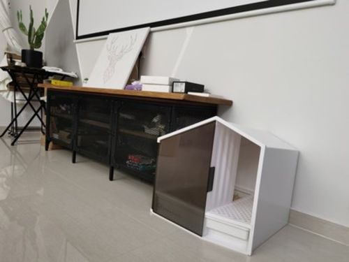 Customer photo review of Furrytail XL Semi-Closed Glow House Cat Litter Box with Scoop