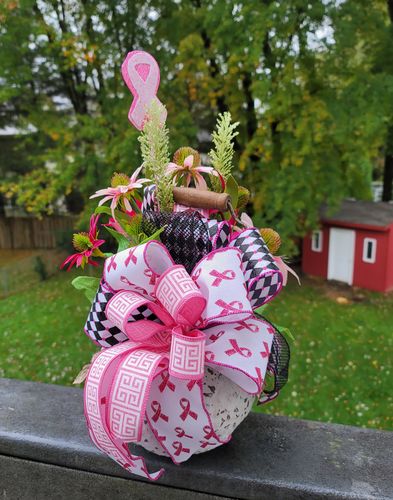 Customer photo review of 2.5"X10Yd Glitter Breast Cancer White/Hot Pink RGC109327