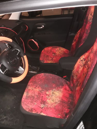Customer photo review of Orange Grunge Art Car Seat Covers 210202