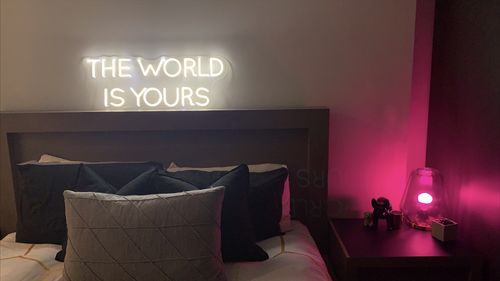 Customer photo review of 'THE WORLD IS YOURS' Neon Sign