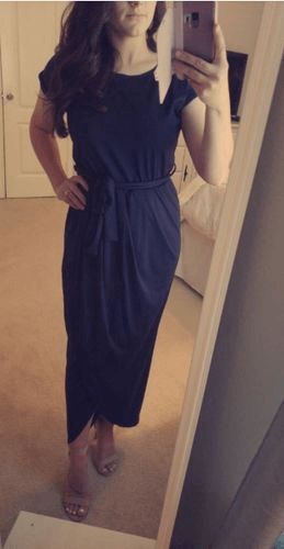 Customer photo review of Fashion Slim Slit Solid Color Dress