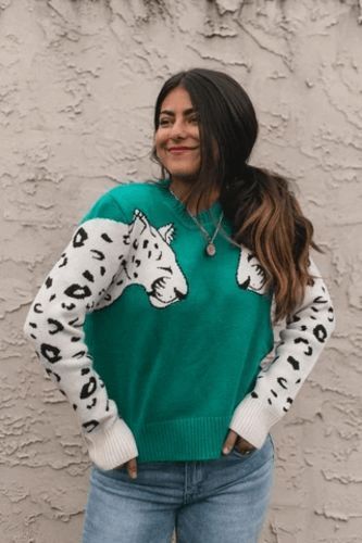 Customer photo review of Casual Leopard Print Elastic Sweater