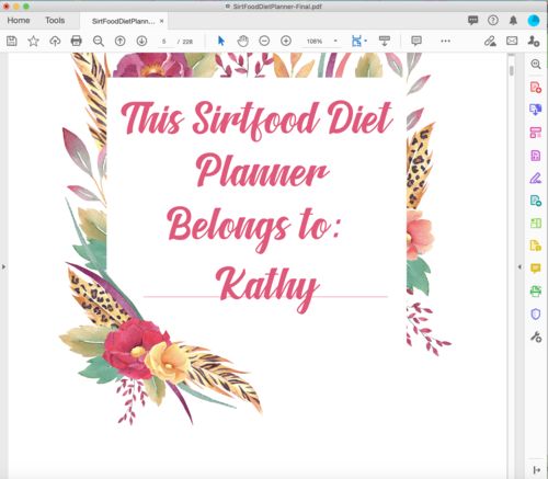 Customer photo review of Sirtfood Diet Planner (228 Pages)