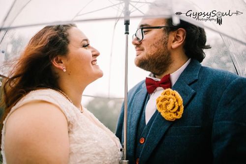 Customer photo review of Blue Herringbone Tweed 3 Piece Suit