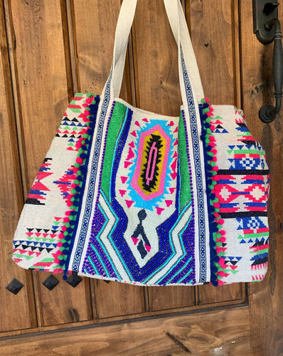 Customer photo review of Tribal Hand Beaded Tote Bag-Multi Color Southwest Tote