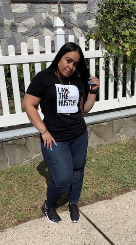 Customer photo review of Ladies I Am The Hustle Flag - Black Perfect Tee