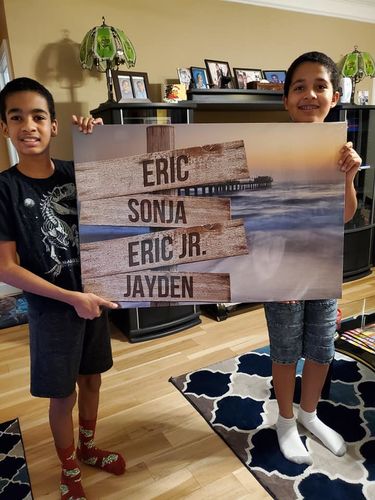 Customer photo review of Ocean Dock V1 Color Personalized Names Premium Canvas