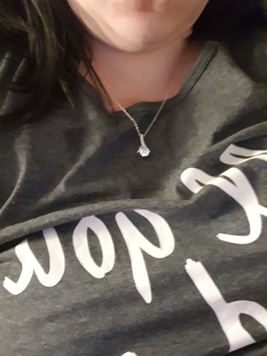 Customer photo review of "To Our Daughter, Love mum & Dad" White gold necklace