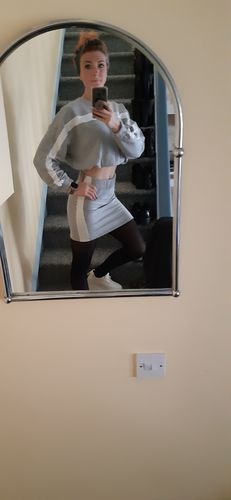Customer photo review of Soft Cotton Crop Sweatshirt + Midi Skirt Set Grey - A41