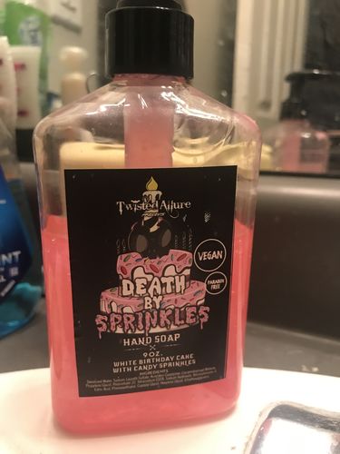Customer photo review of Death By Sprinkles Hand Soap