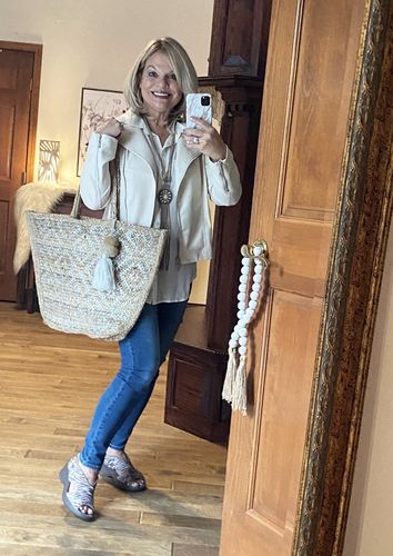 Customer photo review of Silver Tribal Hand Stamped Jute Tote