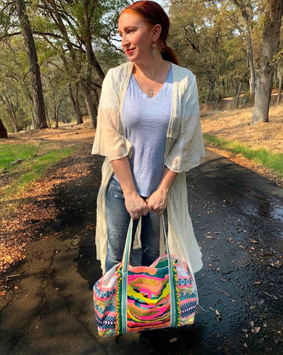Customer photo review of Daphne Embellished Multi-colored Hand Beaded Tote
