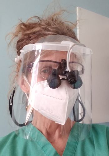 Customer photo review of Extra Thick and Reusable Front Face Shield Replacements