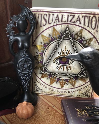 Customer photo review of Black Pentacle Goddess Statue by Abby Willowroot