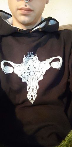 Customer photo review of Death Metal Uterus, Champion Hoodie, Black