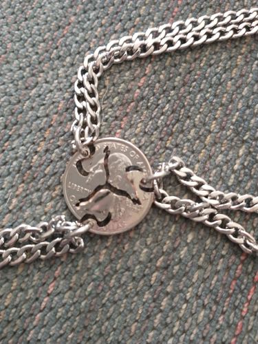 Customer photo review of Wolf Friendship necklaces, 3 piece Interlocking quarter jewelry set, hand cut coin