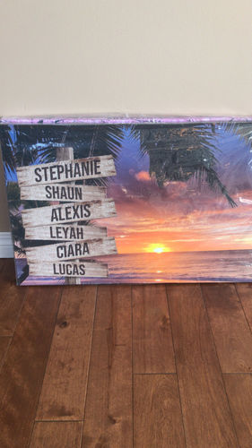 Customer photo review of Beach V2 Color Personalized Names Premium Canvas
