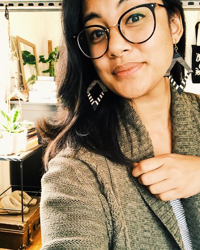 Customer photo review of Tala Wooden Earrings