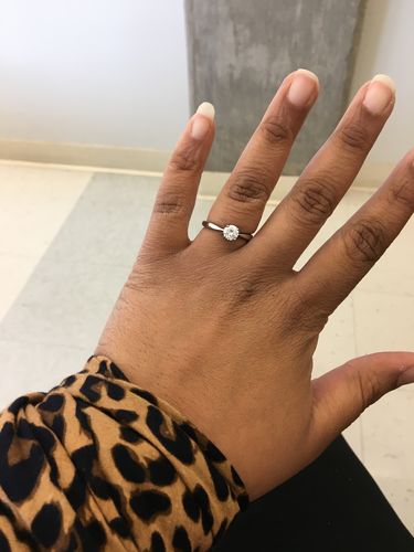 Customer photo review of Stainless Steel Round Solitaire Engagement Ring