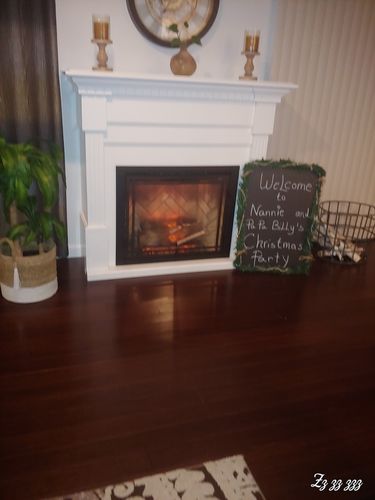 Customer photo review of Dimplex Christina Electric Fireplace Mantel White | Revillusion 30'' Firebox Herringbone