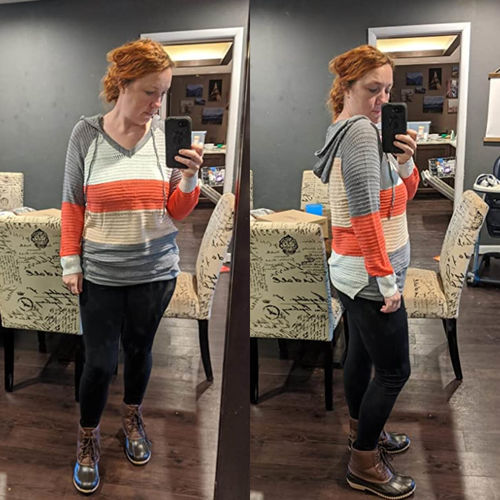 Customer photo review of Fashion Loose Striped Plus Size Sweater