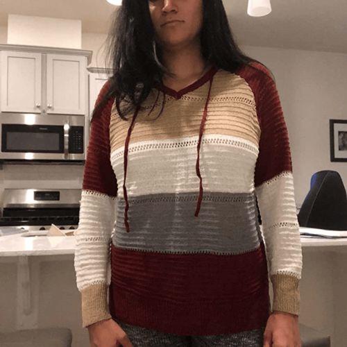 Customer photo review of Fashion Loose Striped Plus Size Sweater