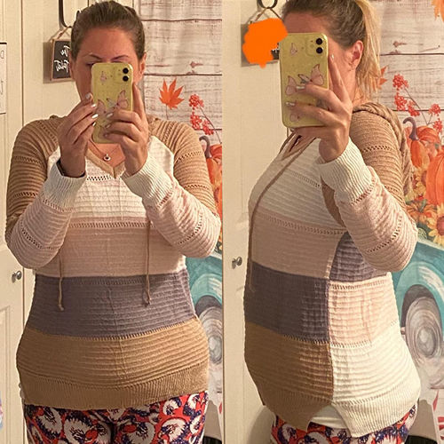 Customer photo review of Fashion Loose Striped Plus Size Sweater