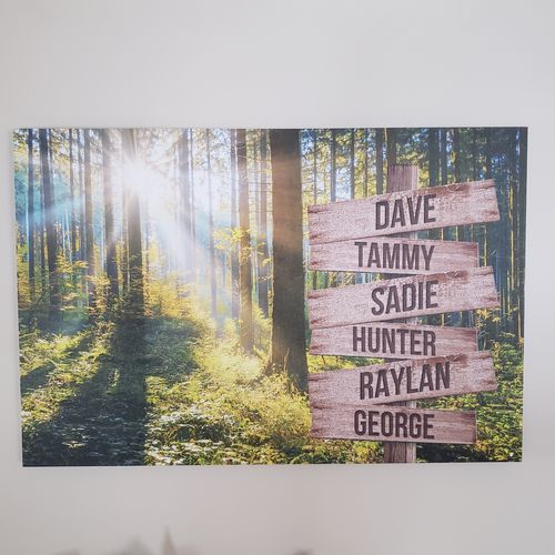 Customer photo review of Forest V1 Color Personalized Names Premium Canvas