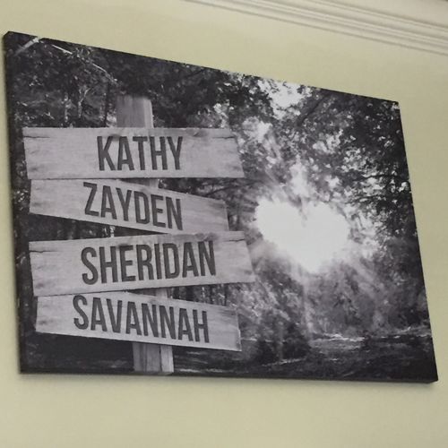 Customer photo review of Love Autumn Personalized Names Premium Canvas