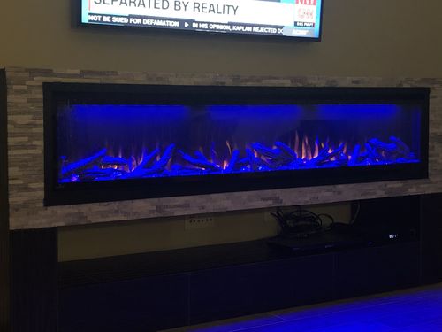 Customer photo review of Napoleon Alluravision 74'' Deep Wall Mount / Recessed Linear Electric Fireplace