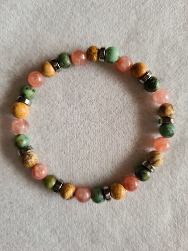 Customer photo review of Bracelet « Optimisme » Pierre de Soleil, Jaspe Paysage, Turquoise d'Afrique