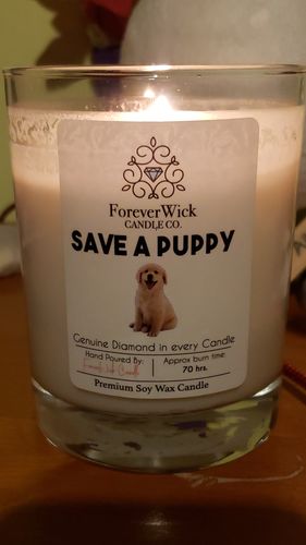 Customer photo review of Save A Puppy Diamond Candle