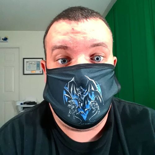 Customer photo review of 3 Blue-Eyes - Reusable Face Mask