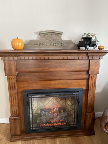 Customer photo review of Dimplex Christina Electric Fireplace Mantel Burnished Walnut Finish | Revillusion 30 inch Built-In Electric Firebox